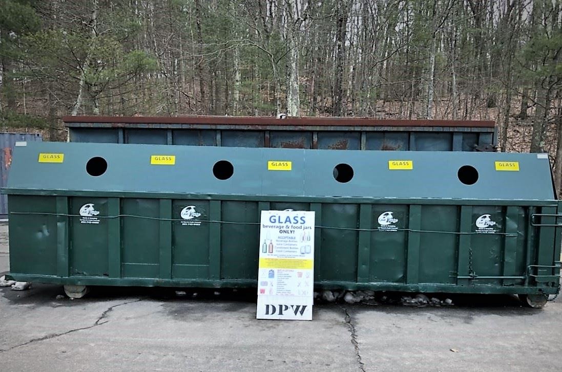 glass recycling bin at Transfer Station