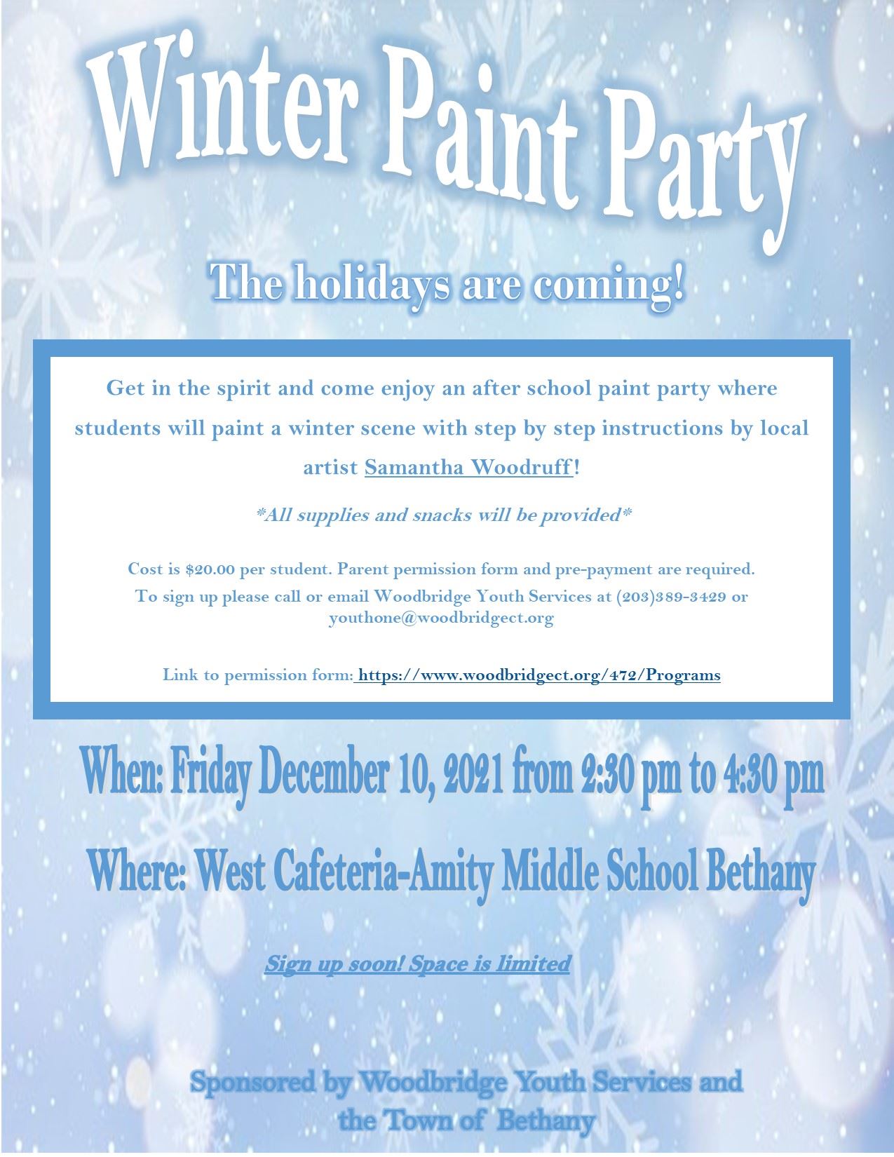 Winter Scene Paint Party Flyer 2021