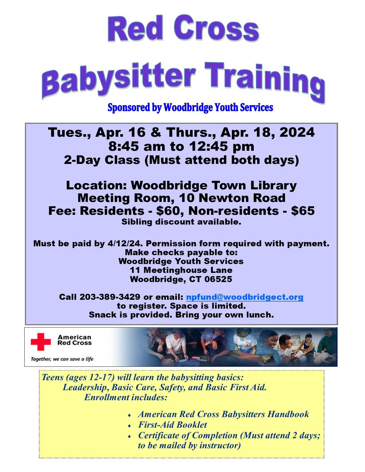 flyer-Babysitter Course Apr. 16 and 18 - 2024